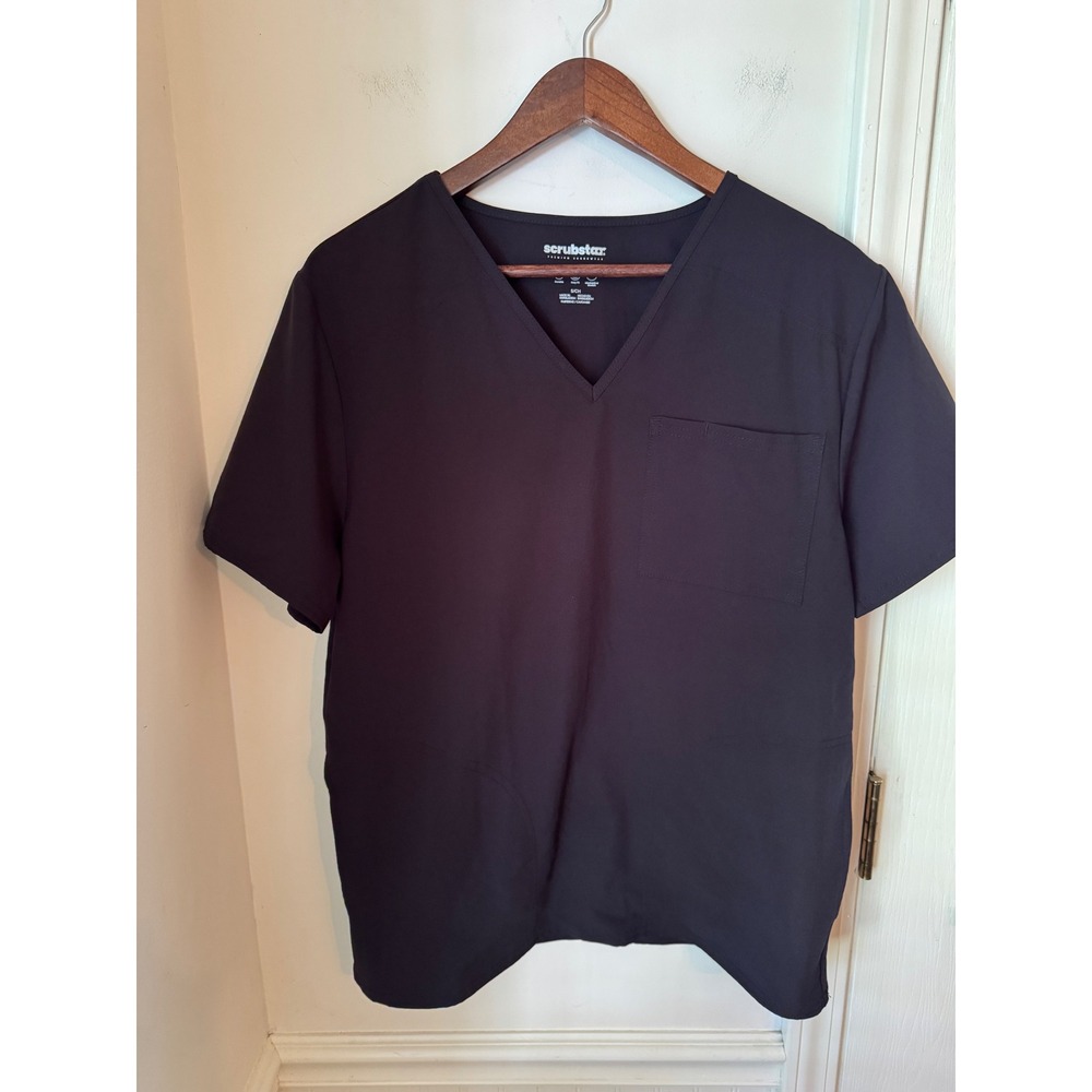 Scrubstar Premium Scrubwear Black V-Neck Medical Scrub Top WM03T921 Small